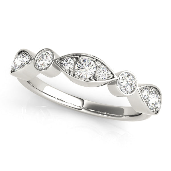 Bezel Set Stackable Half Eternity Ring in Gold & Platinum