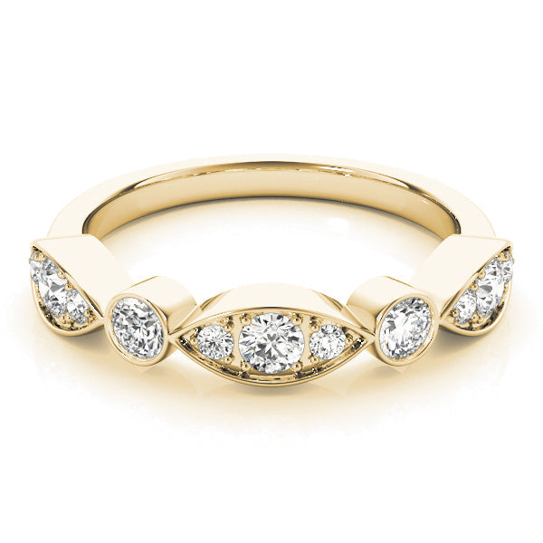 Bezel Set Stackable Half Eternity Ring in Gold & Platinum