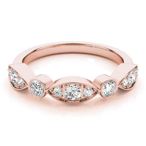 Bezel Set Stackable Half Eternity Ring in Gold & Platinum