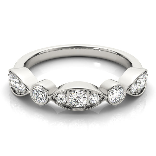 Bezel Set Stackable Half Eternity Ring in Gold & Platinum