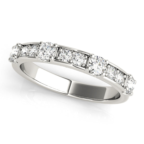 Channel in Prong Stackable Half Eternity Ring in Gold & Platinum