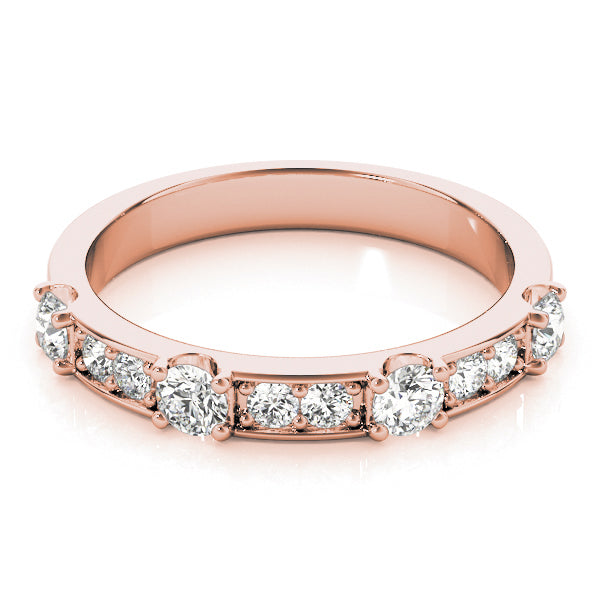 Channel in Prong Stackable Half Eternity Ring in Gold & Platinum