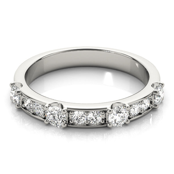 Channel in Prong Stackable Half Eternity Ring in Gold & Platinum