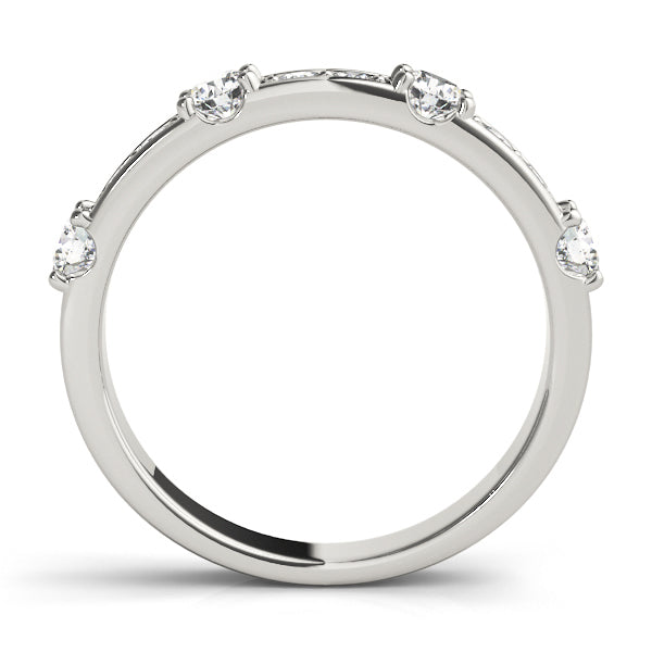 Channel in Prong Stackable Half Eternity Ring in Gold & Platinum