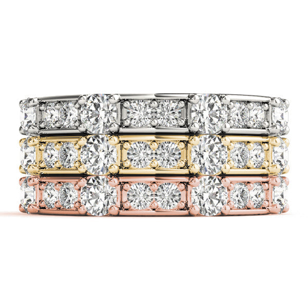 Channel in Prong Stackable Half Eternity Ring in Gold & Platinum