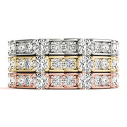 Channel in Prong Stackable Half Eternity Ring in Gold & Platinum
