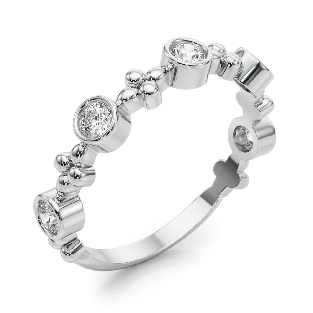 Bezel Set Stackable Half Eternity Ring in Gold & Platinum