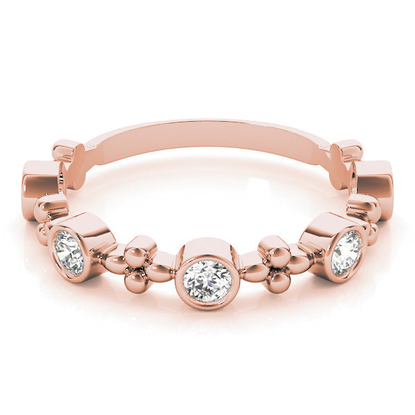 Bezel Set Stackable Half Eternity Ring in Gold & Platinum
