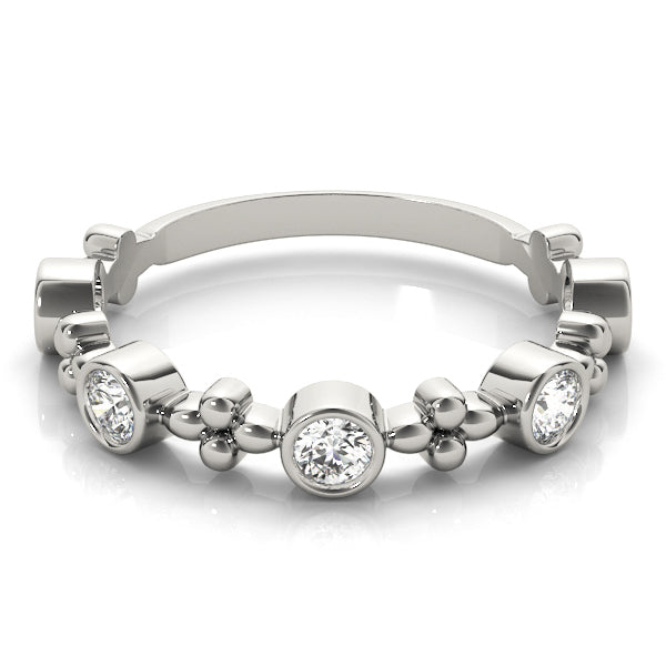 Bezel Set Stackable Half Eternity Ring in Gold & Platinum
