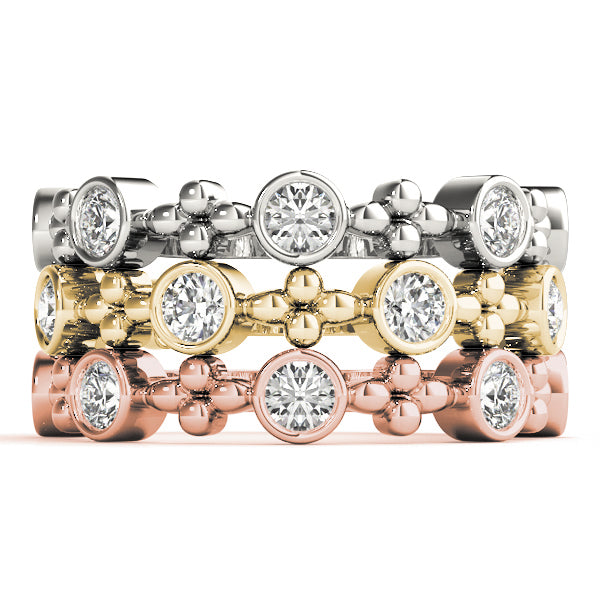 Bezel Set Stackable Half Eternity Ring in Gold & Platinum