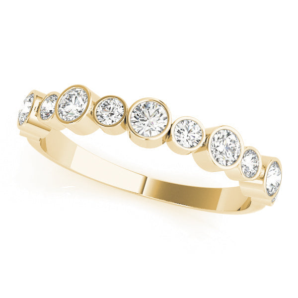 Bezel Set Diamond Half Eternity Ring in 10K/14K gold and platinum with certified lab-grown or natural diamonds