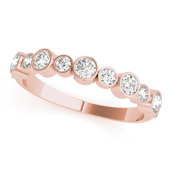 Bezel Set Diamond Half Eternity Ring in Gold & Platinum