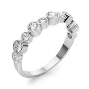 Bezel Set Diamond Half Eternity Ring in Gold & Platinum