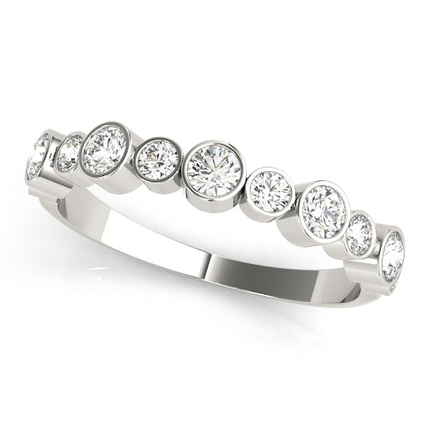 Bezel Set Diamond Half Eternity Ring in Gold & Platinum