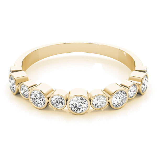 Bezel Set Diamond Half Eternity Ring in Gold & Platinum