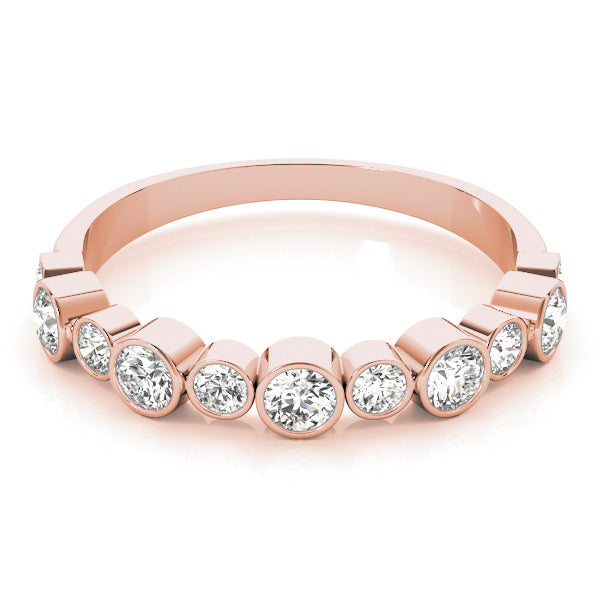 Bezel Set Diamond Half Eternity Ring in Gold & Platinum