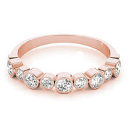 Bezel Set Diamond Half Eternity Ring in Gold & Platinum