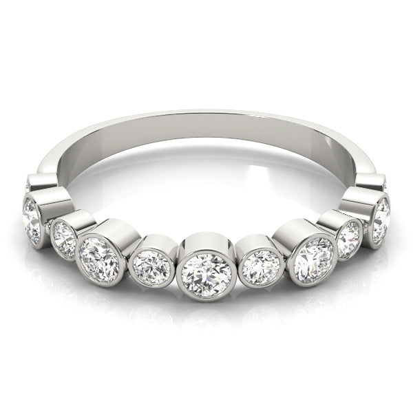Bezel Set Diamond Half Eternity Ring in Gold & Platinum