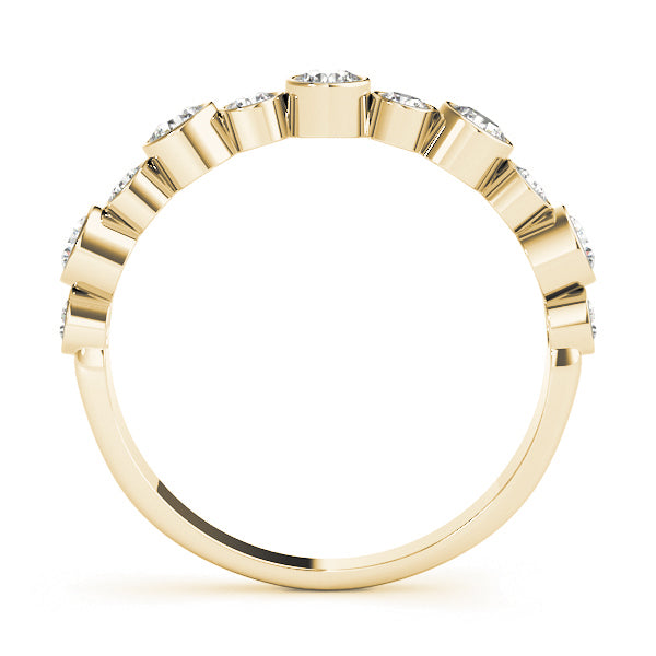 Bezel Set Diamond Half Eternity Ring in Gold & Platinum