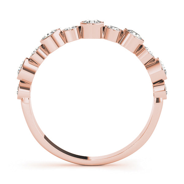 Bezel Set Diamond Half Eternity Ring in Gold & Platinum