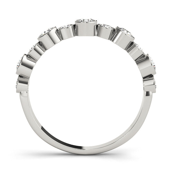 Bezel Set Diamond Half Eternity Ring in Gold & Platinum