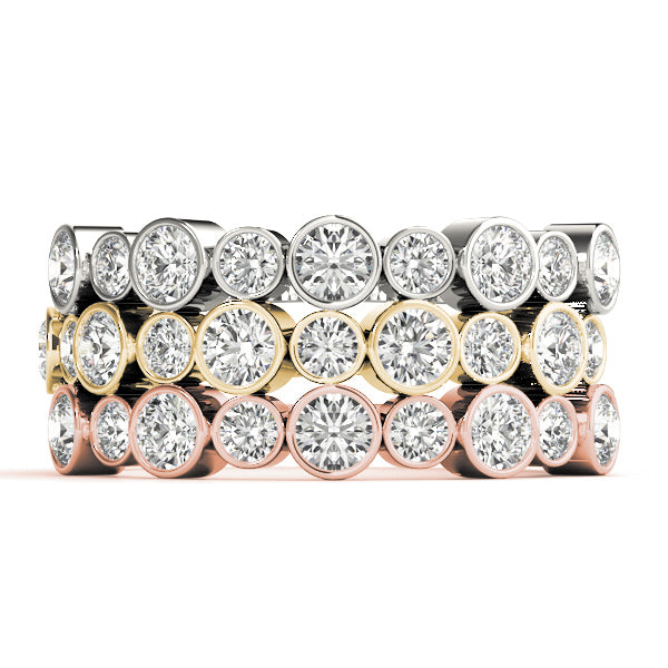 Bezel Set Diamond Half Eternity Ring in Gold & Platinum