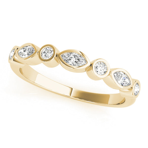Alternating Round & Marquise Bezel Set Half Eternity Ring in 10K/14K gold and platinum with certified lab-grown or natural diamonds