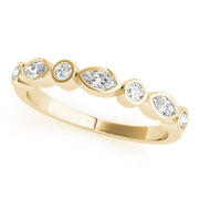 Alternating Round & Marquise Bezel Set Half Eternity Ring in 10K/14K gold and platinum with certified lab-grown or natural diamonds