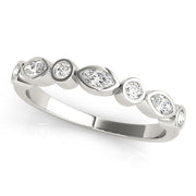 Alternating Round & Marquise Bezel Set Half Eternity Ring in Gold & Platinum