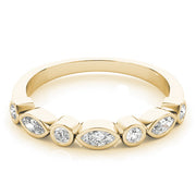Alternating Round & Marquise Bezel Set Half Eternity Ring in Gold & Platinum