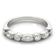 Alternating Round & Marquise Bezel Set Half Eternity Ring in Gold & Platinum