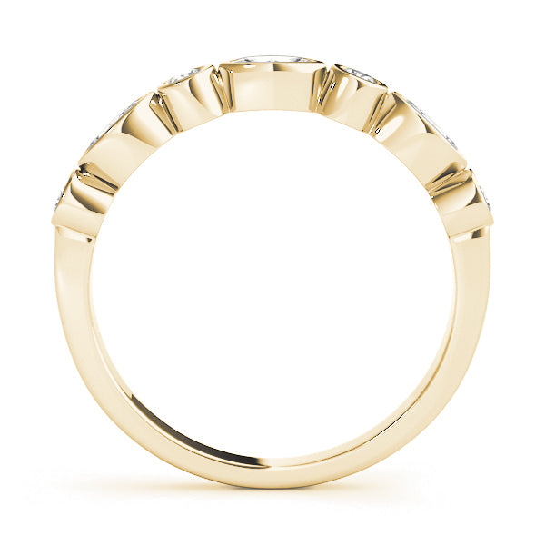 Alternating Round & Marquise Bezel Set Half Eternity Ring in Gold & Platinum