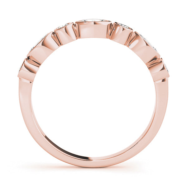 Alternating Round & Marquise Bezel Set Half Eternity Ring in Gold & Platinum