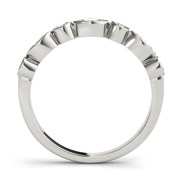 Alternating Round & Marquise Bezel Set Half Eternity Ring in Gold & Platinum