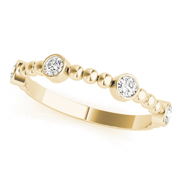 Round Bezel Set Stackable Half Eternity Ring in 10K/14K gold and platinum with certified lab-grown or natural diamonds