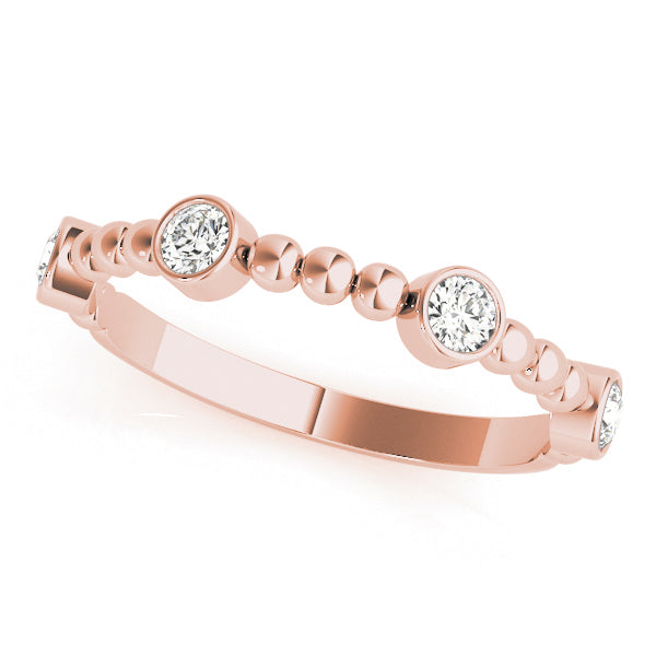 Round Bezel Set Stackable Half Eternity Ring in Gold & Platinum