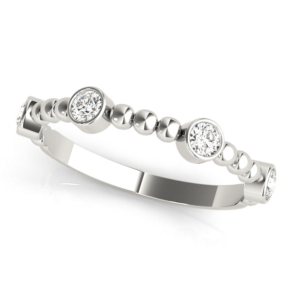 Round Bezel Set Stackable Half Eternity Ring in Gold & Platinum