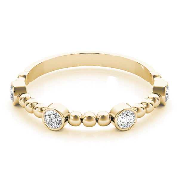 Round Bezel Set Stackable Half Eternity Ring in Gold & Platinum