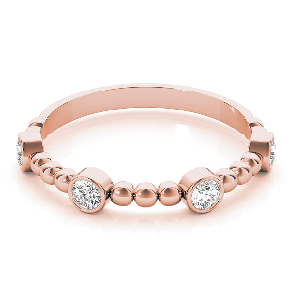Round Bezel Set Stackable Half Eternity Ring in Gold & Platinum