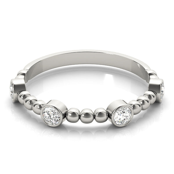 Round Bezel Set Stackable Half Eternity Ring in Gold & Platinum