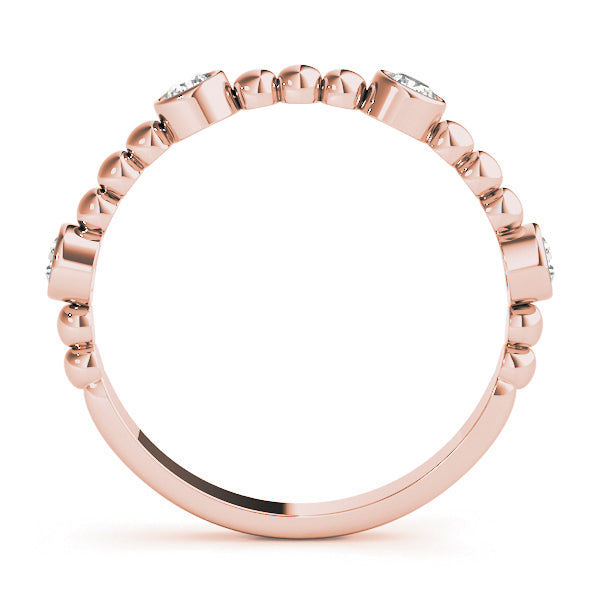 Round Bezel Set Stackable Half Eternity Ring in Gold & Platinum