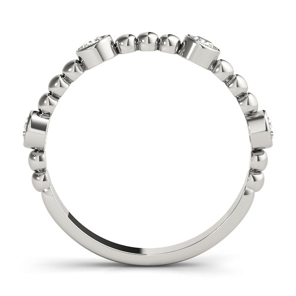 Round Bezel Set Stackable Half Eternity Ring in Gold & Platinum