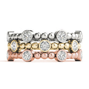 Round Bezel Set Stackable Half Eternity Ring in Gold & Platinum