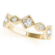 Vintage Alternating Marquise & Square Milgrain Half Eternity Ring in 10K/14K gold and platinum with certified lab-grown or natural diamonds