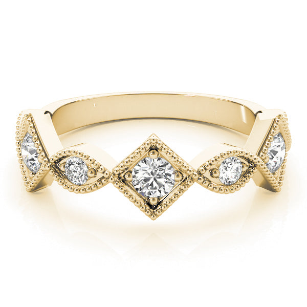 Vintage Alternating Marquise & Square Milgrain Half Eternity Ring