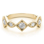 Vintage Alternating Marquise & Square Milgrain Half Eternity Ring