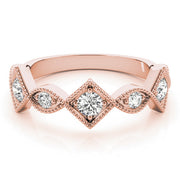 Vintage Alternating Marquise & Square Milgrain Half Eternity Ring