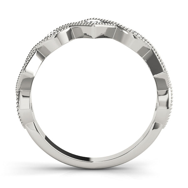Vintage Alternating Marquise & Square Milgrain Half Eternity Ring