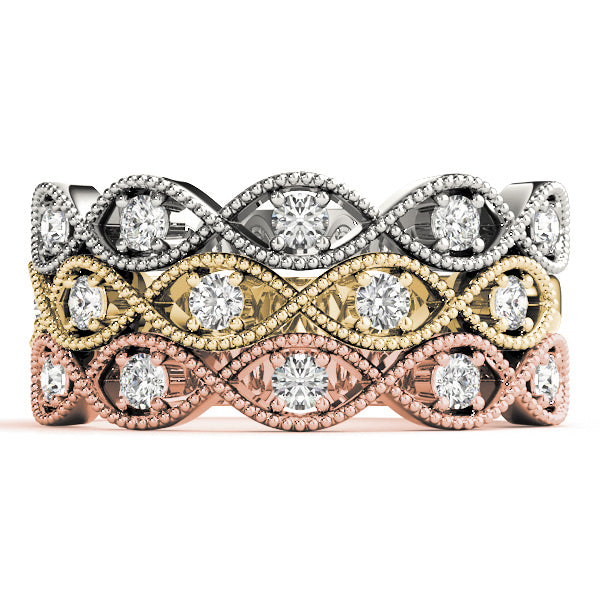 Marquise Stackable Rings Half Eternity Ring in Gold & Platinum