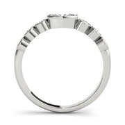 Bezel Set Stackable Oval Center Half Eternity Ring in Gold & Platinum